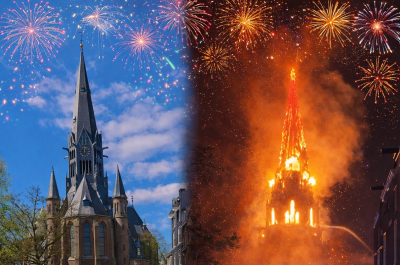 Запретить фейерверки! Пробитые стёкла домов и автомобилей, пожары. В Амстердаме из-за фейерверков сгорела старинная церковь